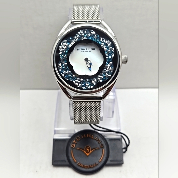 Stuhrling Lily 995M 38mm Flower Watch Silver Mother of Pearl Mesh New Battery LILY 995 38mm – Stührling MX main image 3